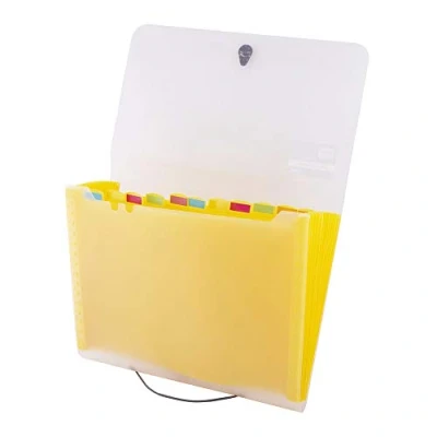 Immagine di D.RECT 5540 Cartella Portadocumenti Espandibile 12 Scomparti Formato A4 Chiusura con Cordino Elastico Colore Giallo