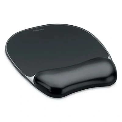 Immagine di Fellowes tappetino mouse poggiapolsi, in Gel Crystals con base gomma antiscivolo, pad ergonomico per computer, home office, compatibile laser e ottici, colore nero