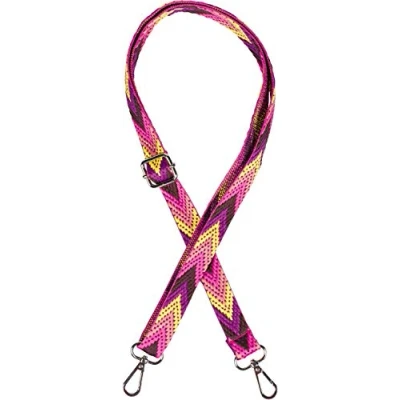 Immagine di styleBREAKER tracolla della borsa stretta regolabile con motivo colorato a zig zag, intercambiabile, unisex 02013023, colore:Viola Rosa Giallo