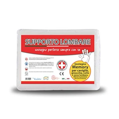 Immagine di V.I.P. VERY IMPORTANT PILLOW Cuscino Lombare in Viscolattice Memory con Dipositivo Medico, Federa 100% Poliestere Comoda Cerniera, Bianco, cm34x25x10h nel Punto Centrale