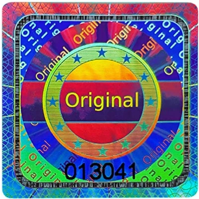 Immagine di sigillo olografico 3D originale con numero di serie, 25 mm, argento lucido, sicurezza, garanzia, adesivi antifake Sticker, etichetta sicurezza mm