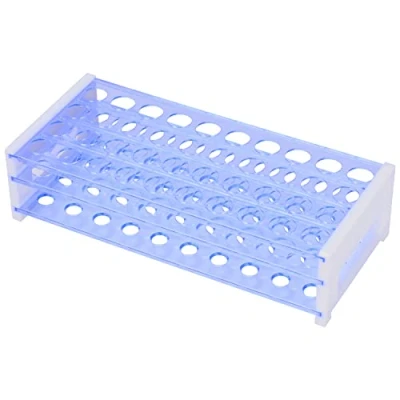 Immagine di stonylab Rack per Provette, Provette in Plastica blu Staccabile a 3 Livelli, Supporto Esperimenti Scientifici di Laboratorio, 18 mm 40 Posti