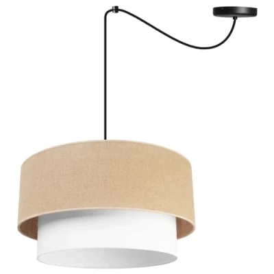 Immagine di Light Home Juta Lampadario a Sospensione Lampade Ragno in Metallo con Paralume Moderno E27 1 Luce 45 cm Nero Base e Bianco