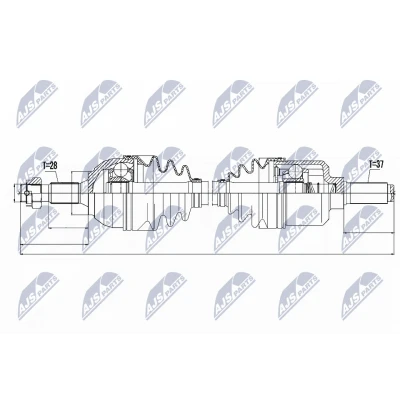 Immagine di NTY NPW CT 052 Albero motore / Semiasse Assale anteriore Sx, Trasmissione automatica CITROËN: C5 III Station Wagon, 3