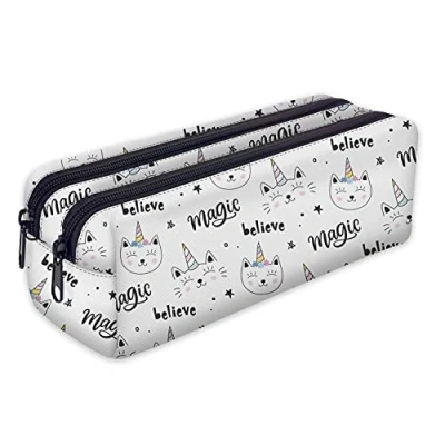 Immagine di Astuccio Matita con 2 scomparti caso Portapenne Pennarelli ed Accessori Scuola Unicorn Cat [107]
