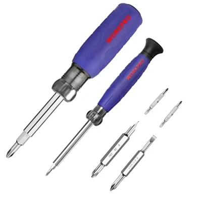Immagine di WORKPRO Set di 2 Cacciavite Multifunzione (Piatta, Phillips), Universale 6 in 1 e Precisione 4 1, Doppia Punta Intercambiabile, Adatto per Lavori Manutenzione