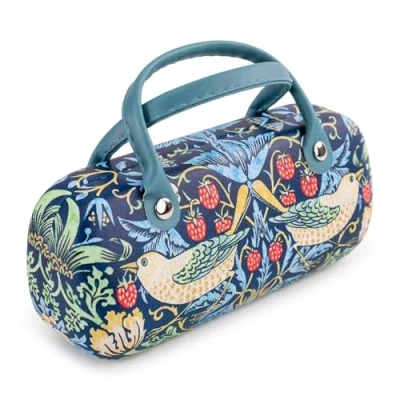 Immagine di PracticDomus Custodia rigida universale per occhiali, chiusura flessibile e maniglie flessibili, interno foderato in finto velluto, William Morris, 16 x 7 cm