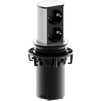 Immagine di BACHMANN 928002 928.002, Torre a 2 Prese, Argento, Nero, 1 Pezzo, 3600 W, 220 V, Schwarz, Silber, One size