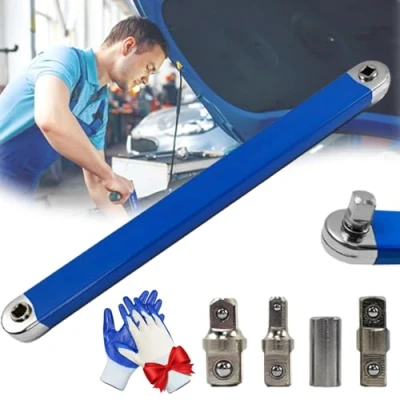 Immagine di Pro Zero Offset Extension Wrench, 2024 Best Impact Extension, Multifunctional Tight Reach Wrench Set with 1/2&quot;, ,1/4&quot;, 3/8&quot;, Square Drive Adapters, Tool Handling in spazi confinati (1
