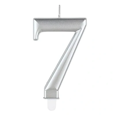 Immagine di Unique Candela di Compleanno 8 cm Colore Argento Metallizzato 1 Pezzo (Confezione da 1), Silver, 19597