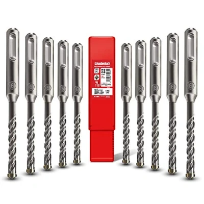 Immagine di SCHWABENBACH® Set di punte per trapano SDS Plus, 10 pezzi, 6 mm x 110, calcestruzzo, foratura precisa e veloce nel punta pietra, qualità premium con in metallo duro