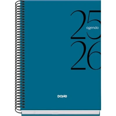 Immagine di Dohe Agenda scolastica 2025 2026 Visualizzazione settimanale, formato A5 (15 x 21 cm), spagnolo e inglese, da settembre a giugno, rilegatura spirale, copertina rigida SYSTEM Blue