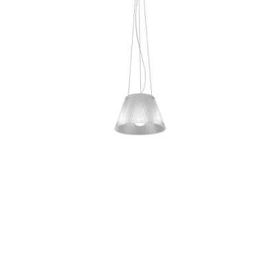 Immagine di Flos Plafoniera Romeo Moon Suspension 1 in vetro borosilicato e policarbonato di colore grigio 150 W, dimensioni: lunghezza cavo: 400 cm, diametro: 34 F6105000