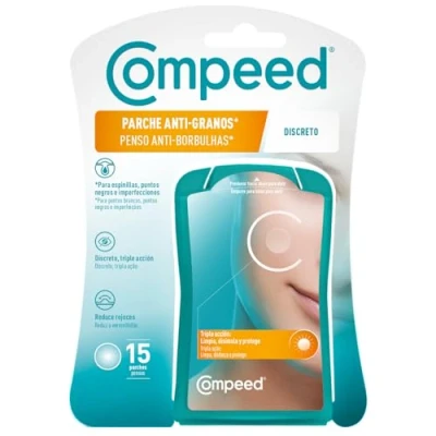 Immagine di Compeed® toppe a grana discreta con idrocolloidi Pulisce, nasconde e protegge Uso quotidiano 15 da 1,5 x cm