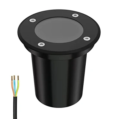 Immagine di ledscom.de luce da incasso a terra BOLI per esterni, IP67, nero, rotondo, 108mm Ø, 1x GU10 max. 15W, smerigliato, sentiero, lampada terra, faretto giardino, esterno,