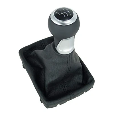 Immagine di L&amp;P A258 1 Leva del cambio in pelle, colore nero, 6 marce, 12 mm, compatibile con Audi A4, B8, A5, 8T, Q5, 8R, pomello Plug Play, ricambio per 8K0863278