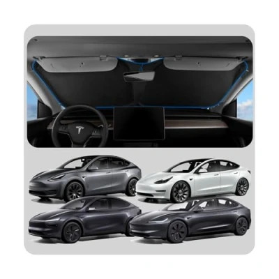 Immagine di Spigen CryoShade Parasole per Parabrezza Anteriore Pieghevole, Protettore Contro i Raggi UV Tesla Model 3 ( 2023), Highland (2024 ) e Y
