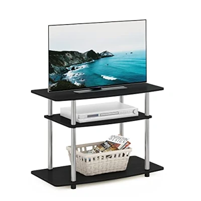 Immagine di Furinno Econ No Tools Supporti TV a 3 Livelli, Legno ingegnerizzato, Americano/Acciaio Inossidabile, 80,01 (L) x 59,2 (A) 40,13 (P) cm
