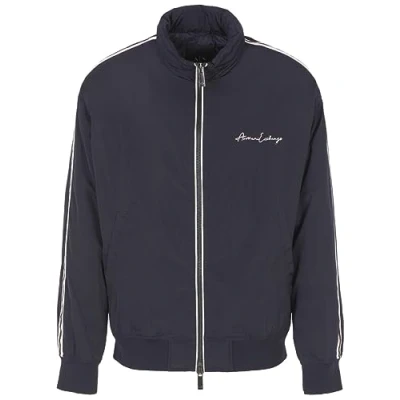 Immagine di Armani Exchange Nylon Track Jacket with Signature Logo On Front And Back Giacca Shell, Navy Scuro, XL Uomo