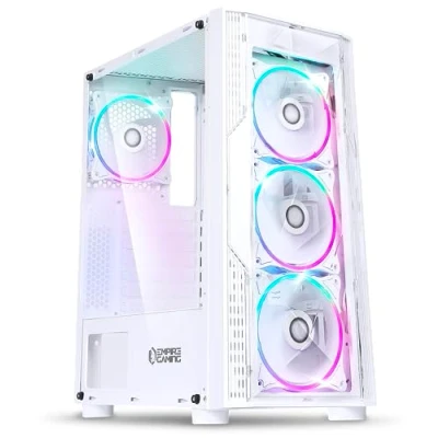 Immagine di EMPIRE GAMING Case PC da Gioco Diamond ARGB Mid Tower ATX e ITX 4 Ventole 3 pin 5 Volt LED RGB indirizzabile 120 mm Bianco