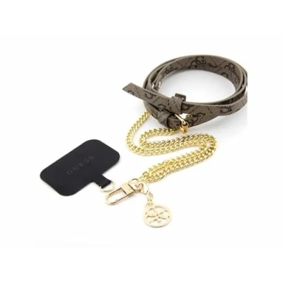 Immagine di Guess tracolla rimovibile PU 4G &amp; catena con ciondolo (oro e marrone)