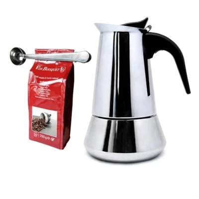 Immagine di Nerthus SET FIH 1138 Macchina da caffè a induzione 6 tazze + pinze e cucchiaio
