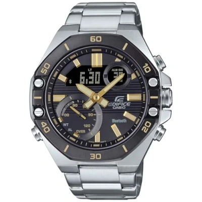 Immagine di Casio Orologio Analogico Digitale al Quarzo Uomo con Cinturino in Acciaio Inossidabile ECB 10DB 1A9EF