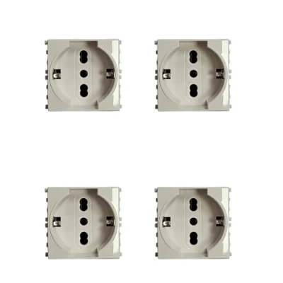 Immagine di 4 Pezzi Presa Bipasso Schuko 2P+T 16A Bianco Compatibile CON Vimar Plana Colore