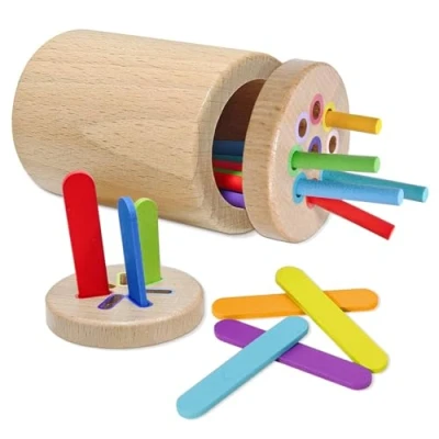 Immagine di Bukuhlio 2 in 1 Giocattoli Montessori da Impilare e Ordinare 3 Anni, Giochi di Selezione Forme Colori Bambini Regali Compleanno