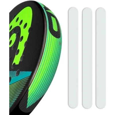Immagine di protezione per racchetta da paddle trasparente e ruvida, in silicone resistente, nastro di ad alto impatto, 35 x 370 mm, leggero facile installare la massima durata (3 pezzi)