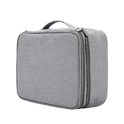 Immagine di TsunNee Borsa organizer da viaggio extra large a doppio strato, custodia portatile per accessori elettronici con 2 scomparti (S 24 x 17,5 9 cm, Carrier_Bag_CASE, grigio)