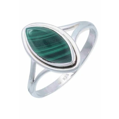 Immagine di Anello argento 925 con pietre preziose malachite pietra verde sterling da donna in vero (MRG 188 10 (62))