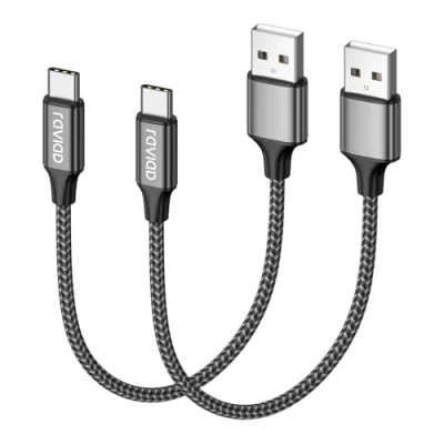 Immagine di RAVIAD Cavo USB Tipo C Corto [2Pezzi, 0.5m] Nylon di Ricarica Rapida e Trasferimento Dati per iPhone 16 15 Pro Max, Samsung Galaxy S24/ S23/ S22/ S21/ S9/ S8/ Note9/ 8, MacBook, OnePlus 6T