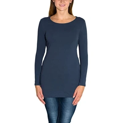 Immagine di Alkato Maglia a Maniche Lunghe Donna Tunica Aderente, Beige Chiaro, M