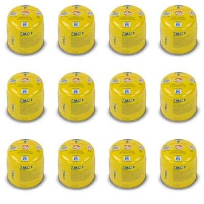 Immagine di Z.M.C 12 cartucce a gas butano da 190 g tipo C200 EN417, cartuccia con valvola di sicurezza, ideale per bruciatori gas, fornelli campeggio, fiammiferi,