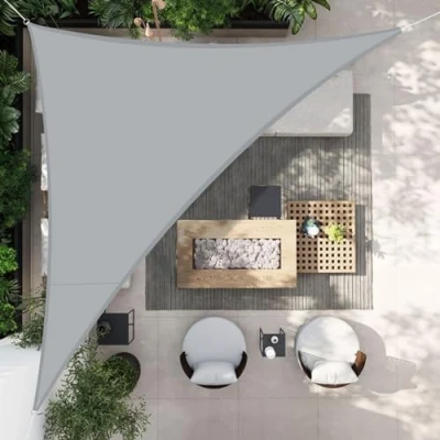 Immagine di HENG FENG Tenda a Vela Impermeabile Triangolare 4x4x5.65m Ombreggiante Parasole Protezione Raggi UV per Esterno Giardino terrazza Colore Grigio