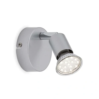 Immagine di Briloner Leuchten 2906 014 A +LED Lampada da parete/faretto soffitto faretto, Spot, 1 x GU10, 250 lumen, Faretto girevole e orientabile, in metallo, 3 W, colore titanio, 8 cm