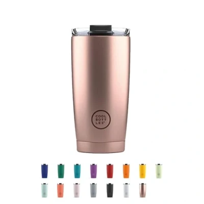 Immagine di Cool Bottles Tumbler Bicchiere Termico in Acciaio Inossidabile 550 ml Metallic Rose Tazza da Caffè Coperchio Ermetico Bevande Fredde 10 ore e Calde 5 Finitura Antimacchia