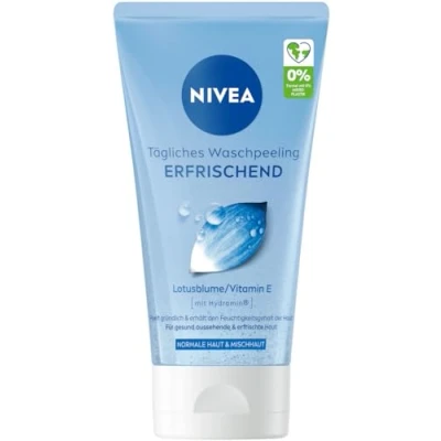 Immagine di Nivea Scrub per il lavaggio quotidiano rinfrescante, esfoliante senza microplastica con vitamina e una pulizia profonda del viso, rinfrescante peeling viso pelli normali miste (150 ml)