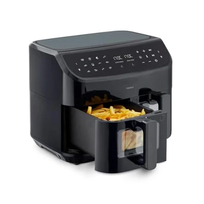 Immagine di MEDION P20 XXL friggitrice ad aria calda a 2 camere (8,7 litri, 2.600 watt, doppia camera, 9 programmi automatici, cassetti, finestra di visualizzazione,