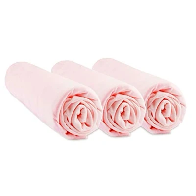 Immagine di Set di 3 lenzuola per culla in madreperla lettino bebè, bambù anallergico, morbido traspirante, certificazione Oeko Tex, Made Europa, 70 x 140, colore: Rosa