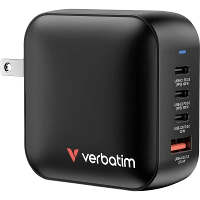 Immagine di Verbatim Mini GaN Caricatore USB 100 W Ambiente interno, Presa di Corrente uscita max. 5 A 1x 2 A, 3x C ® Num. uscite: 4 x con adattatore