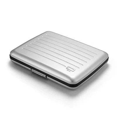 Immagine di Ogon Designs Portafoglio in alluminio V2 Smart Case Large Formato della carta d&#039;identità Protezione RFID Capacità 10 carte e biglietti Argento