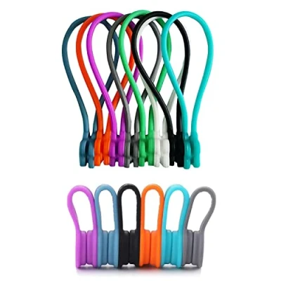 Immagine di Clip magnetiche per cavi, organizer cavi magnetici, fascette di fissaggio riutilizzabili, multiuso in silicone, avvolgicavo cuffie e USB
