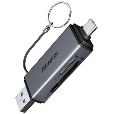 Immagine di BEFNEI Lettore di Schede SD, [ Supporto OTG ] Alta Velocità Adattatore USB C Lettori Memoria con Portachiavi per MMC/Micro SD/TF/SDXC/SDHC/Micro SDHC/Micro SDXC
