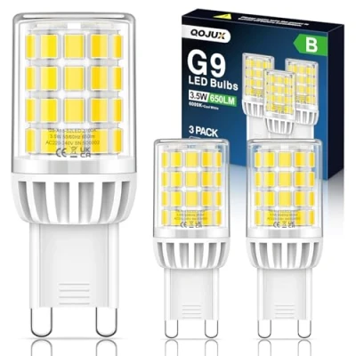 Immagine di QOJUX Lampadina G9 3.5W 650LM, Equivalente a 50W Lampada Alogena, 6000K Lampadine LED Luce Fredda Risparmio energetico, Angolo fascio 360, AC 220 240V, Non Dimmerabile, Confezione da 3