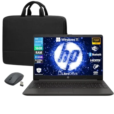 Immagine di HP 250 G9, Notebook Computer Portatile, Intel N4500, Display HD da 15,6&quot;, Ram 16 Gb DDR4, SSD NVMe 512 Gb, W11 Pro, Libre Office Preconfigurato + Borsa e Mouse