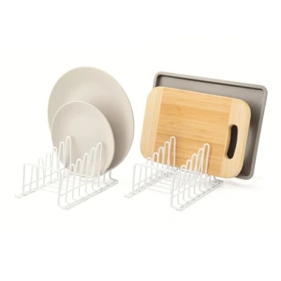 Immagine di simplywire Confezione da 2 Rastrelliera per piatti/scolapiatti Organizer credenze cucina Colore Bianco Piccolo