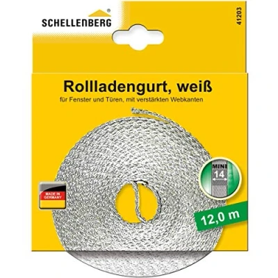 Immagine di Schellenberg 41203 Cinghia per tapparelle, 14 mm/12.0m, bianco