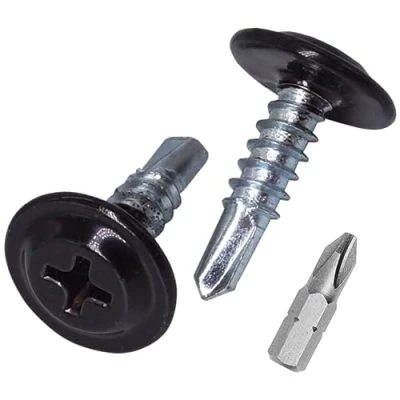 Immagine di SKIR&#039;CO (confezione da 50 pezzi) Verniciate 4,2 x 16 mm Viti autoperforanti, testa a croce modificata Phillips, vite in lamiera, wafer (50, nero Jet RAL 9005)